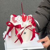 2.14情人节快乐唯美蛋糕装 饰亚克力love情侣表白丝带蝴蝶结配件