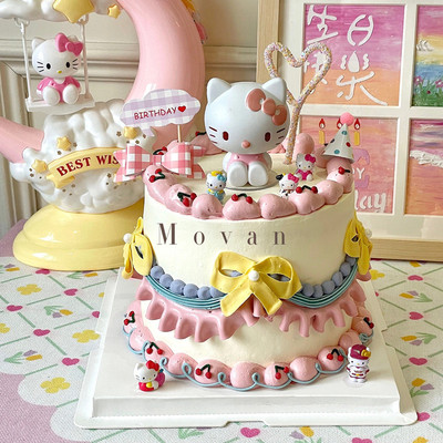 kt猫主题蛋糕装饰摆件网红