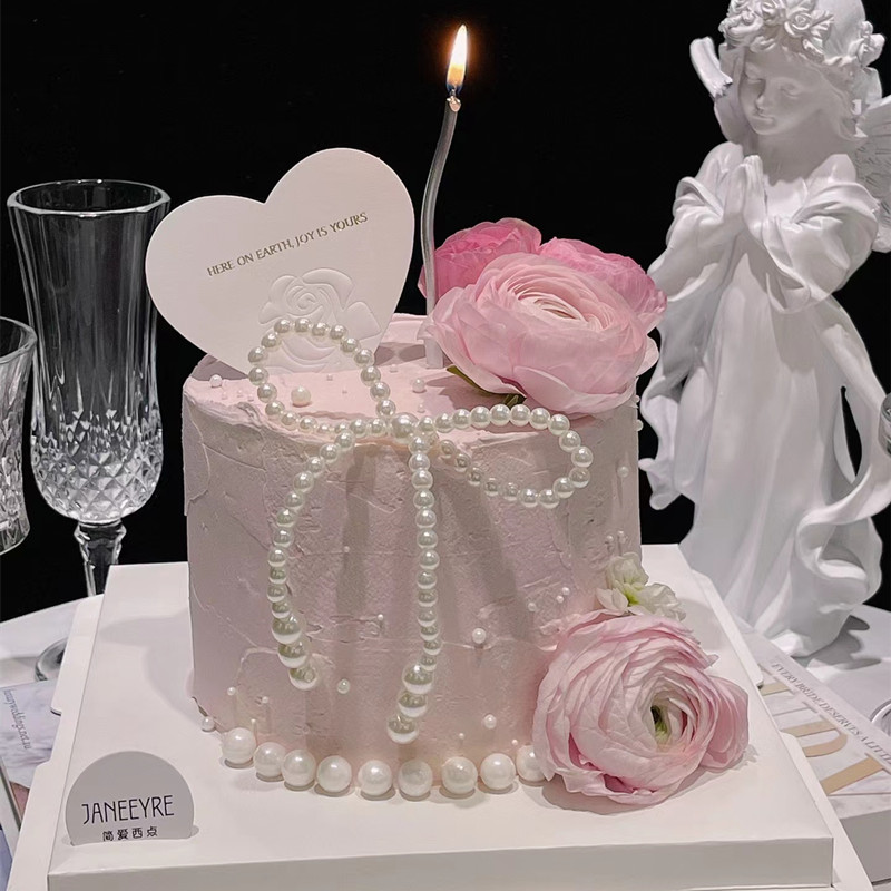 珍珠蝴蝶结爱心卡片洋牡丹