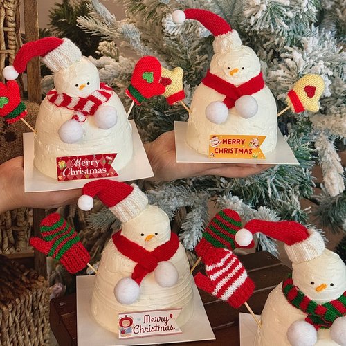 2026圣诞节快乐蛋糕装饰插旗毛线帽小手套围巾圣诞甜品装扮插件