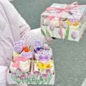 三八女神节4宫格包装 饰插牌插件38妇女节甜品手提蛋糕盒 盒蛋糕装