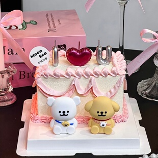 214情人节背包小狗蛋糕装饰摆件iloveyou爱心蜡烛情侣纪念日装扮