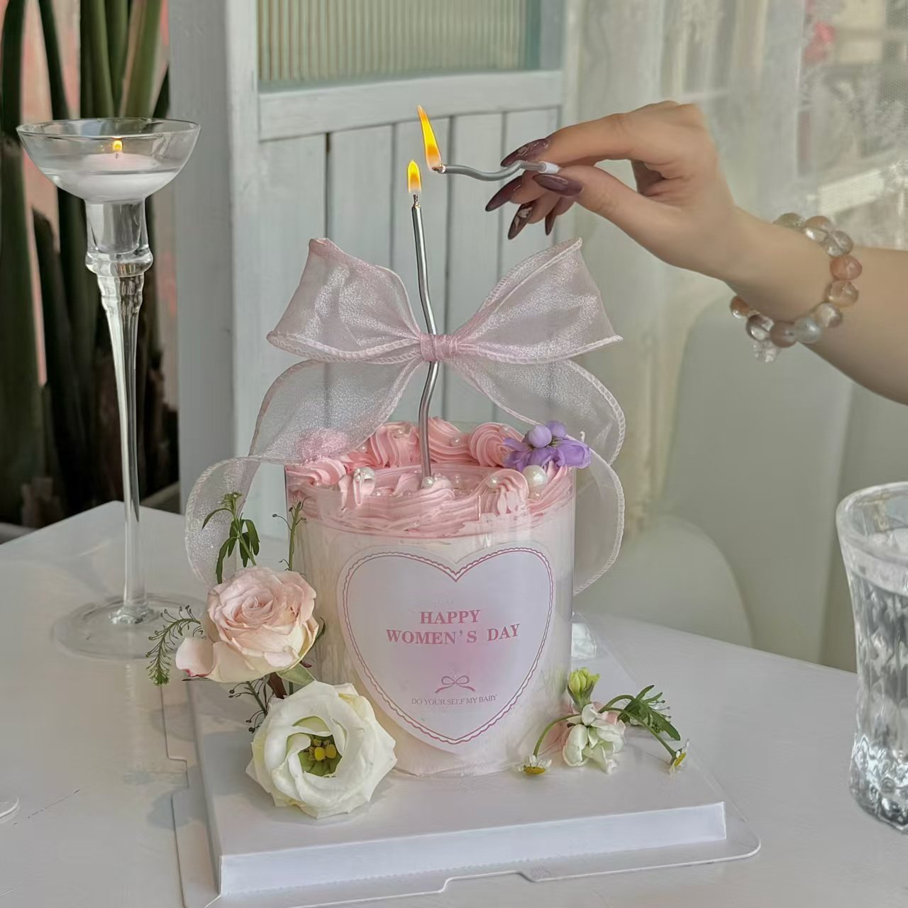 抱抱酱同款38女神节快乐蛋糕装饰粉色爱心贴纸摆件蝴蝶结丝带插件,节庆用品/礼品,蛋糕/烘焙装饰用品,淘宝优惠券,粉丝福利购,淘宝优惠卷