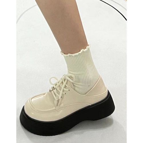 复古厚底踩脚两穿玛丽珍小皮鞋女