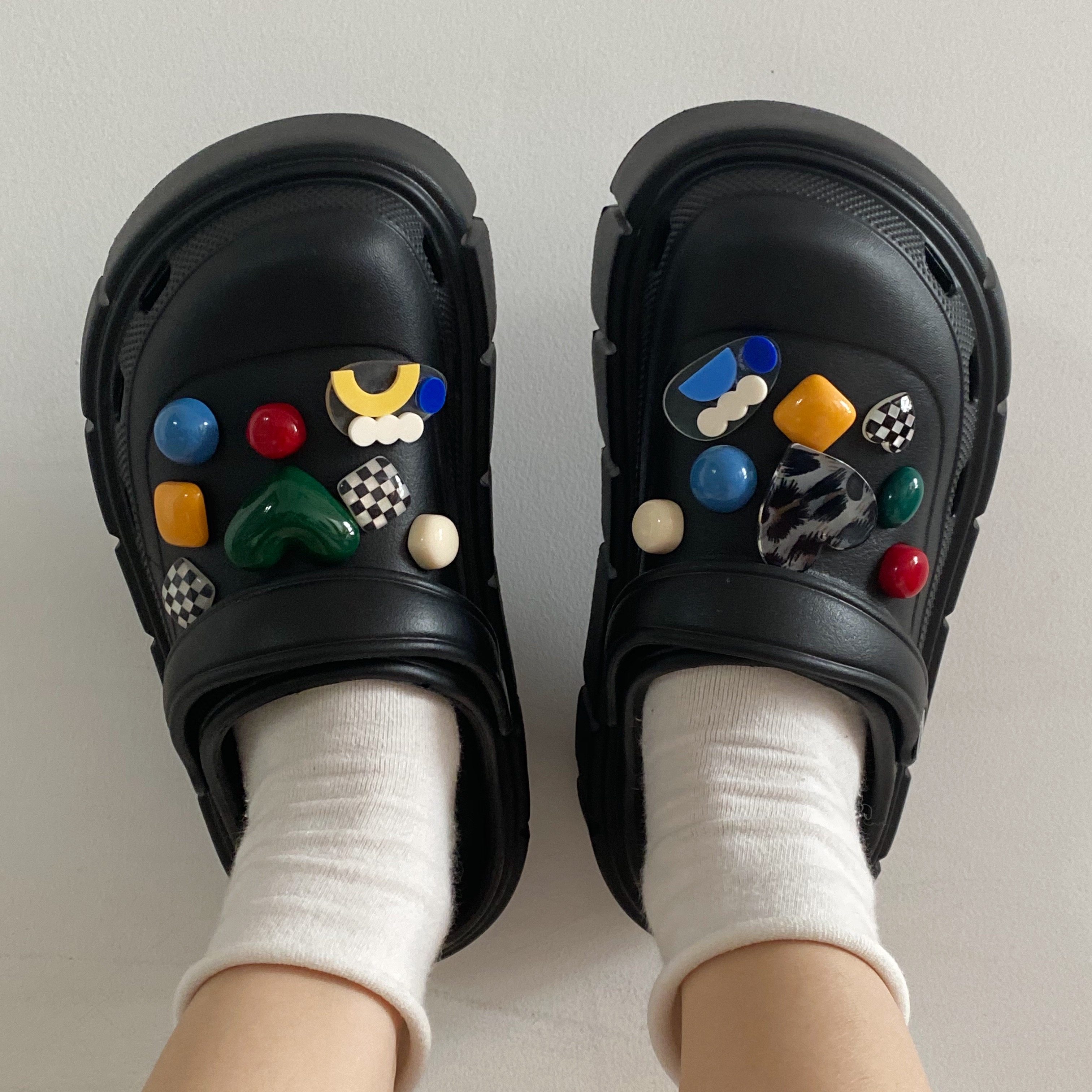 甜桃泡泡 diy厚底洞洞鞋女款外穿拖鞋夏季黑色配饰增高包头凉鞋,女鞋,洞洞鞋,淘宝优惠券,粉丝福利购,淘宝优惠卷