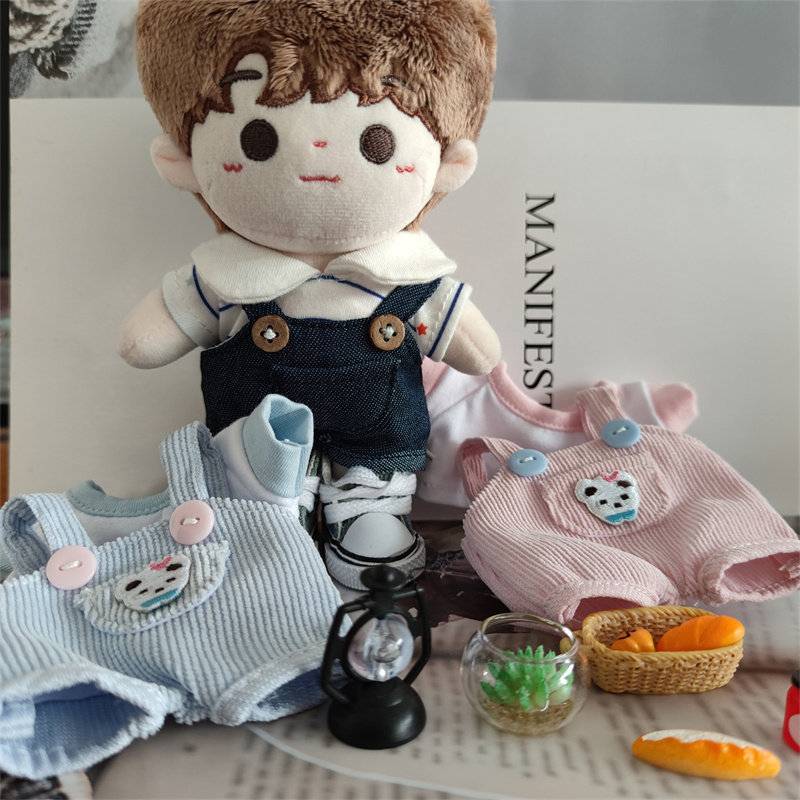 15cm 棉花娃娃玩偶拉布布衣服熊灯芯绒牛仔背带裤毛圈卫衣T恤定制图片
