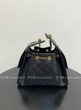 CFITZWNKZWTF 25C新款抽绳水桶包菱格链条单肩包腋下包女包