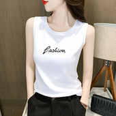 纯棉吊带背心女内搭夏外穿大码 打底字母印花运动无袖 t恤上衣ins潮