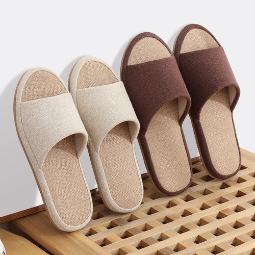 不沾灰亚麻拖鞋吸汗透气日系家居