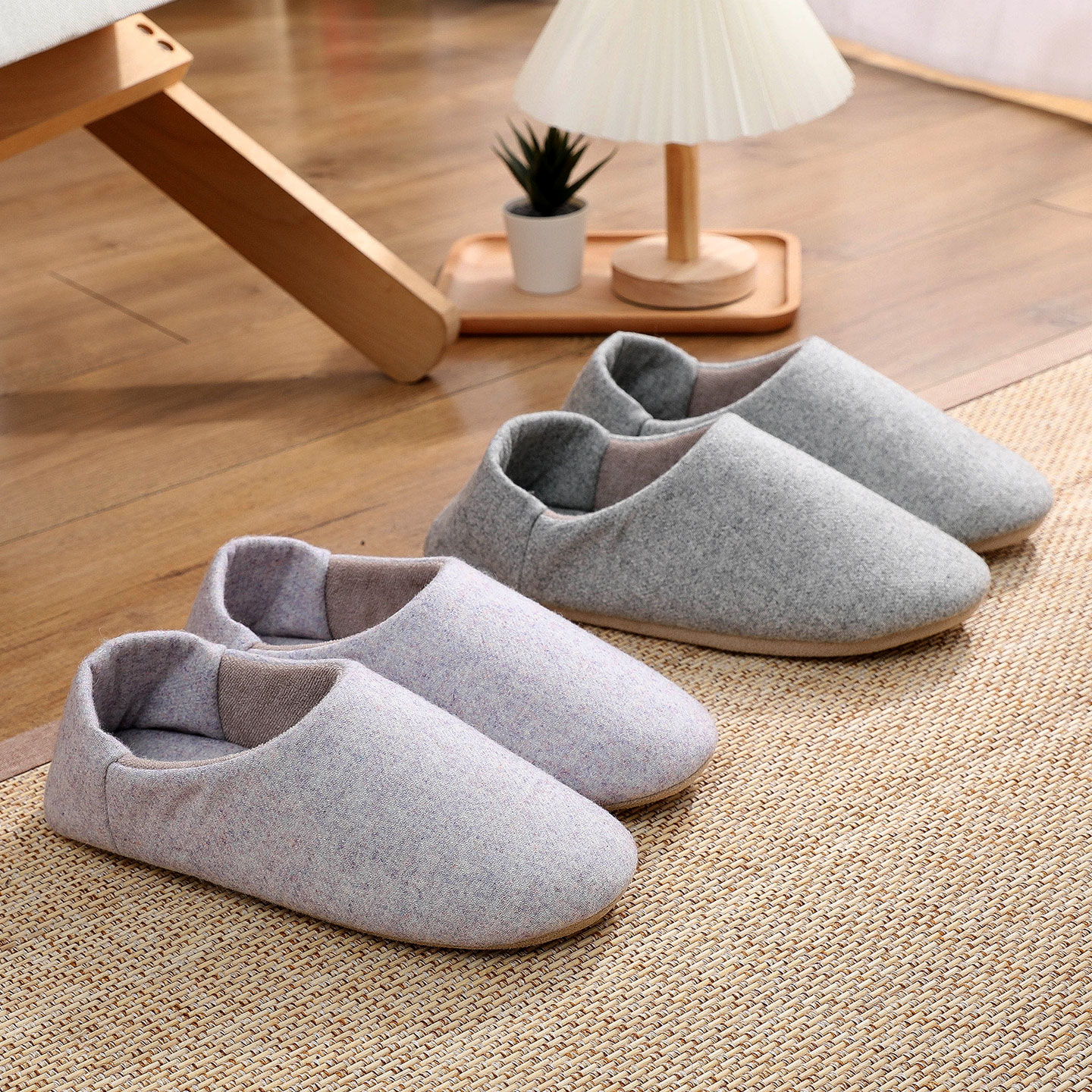 日式包跟拖鞋女秋冬季室内居家用软底静音月子鞋木地板专用棉拖鞋