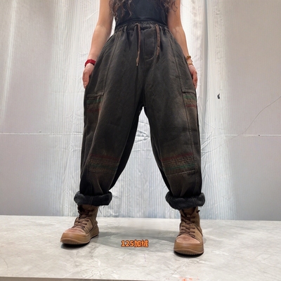 加绒加厚牛仔裤女2025冬季新款