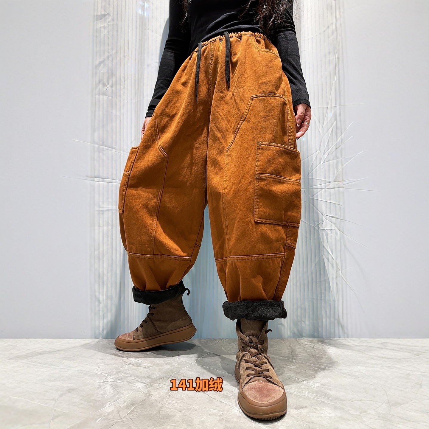 超软水洗棉加厚加绒休闲卫裤女