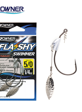 日本欧娜 OWNER 5164 配重防脱带铅曲柄钩 带旋转亮片钩锋利鱼钩