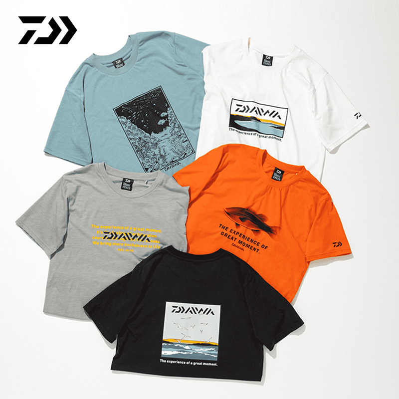 达瓦印花短袖T恤吸汗速干半袖服日常休闲圆领DAIWA钓鱼服防晒