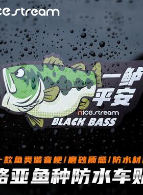 Nice stream 鱼类谐音梗贴纸钓箱钓DIY鱼仔路亚周边耐磨防水贴纸