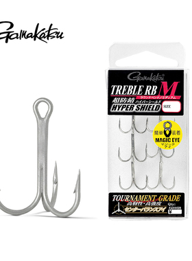 日本进口Gamakatsu伽玛卡兹  三本钩RB M细长 加强路亚锚钩锋利鱼