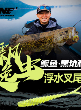 EWE美夏 飘逸虫3寸路亚饵 浮水叉尾软饵黑坑鲈鱼鳜鱼软虫假饵