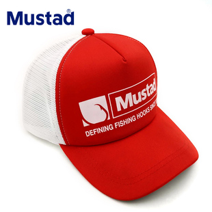 Mustad慕斯达MCAP05半镂空钓鱼帽子遮阳鸭舌帽红色蓝色垂钓钓鱼帽