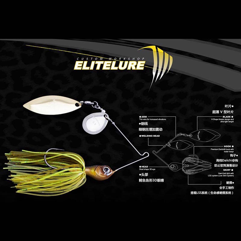 ELITELURE艾利特spinnerbait水滴+柳叶复合亮片硬饵鲈鱼路亚鱼饵-封面