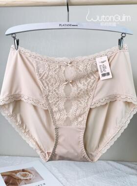 梧桐闺蜜束漫系列中腰平角裤微收腹高弹双拉蕾丝拼接简约84259