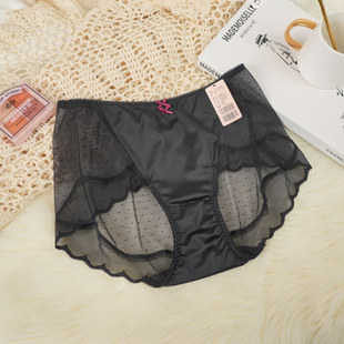 梧桐本色限定甜心系列中腰平角裤闪光双拉波点网纱小裤WM652014