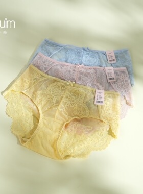 梧桐闺蜜中低腰平角裤女士内裤无痕蕾丝包臀性感优雅复古GM23572