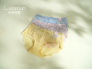梧桐闺蜜中低腰平角裤女士内裤无痕蕾丝包臀性感优雅复古GM23572
