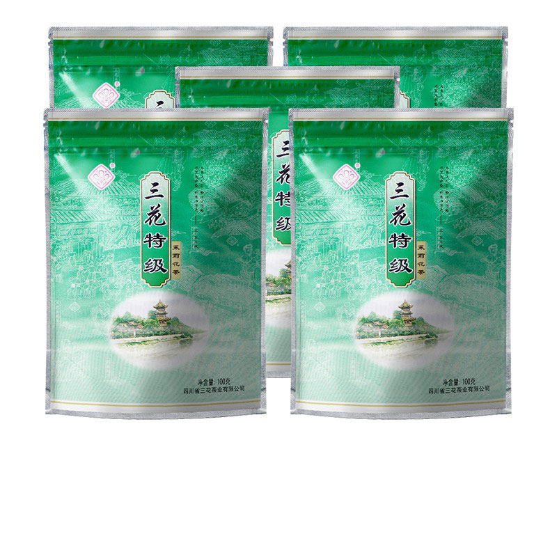 三花特级茶叶新茶花毛峰浓香型四川成都特产茉莉花茶袋装100g袋装图片