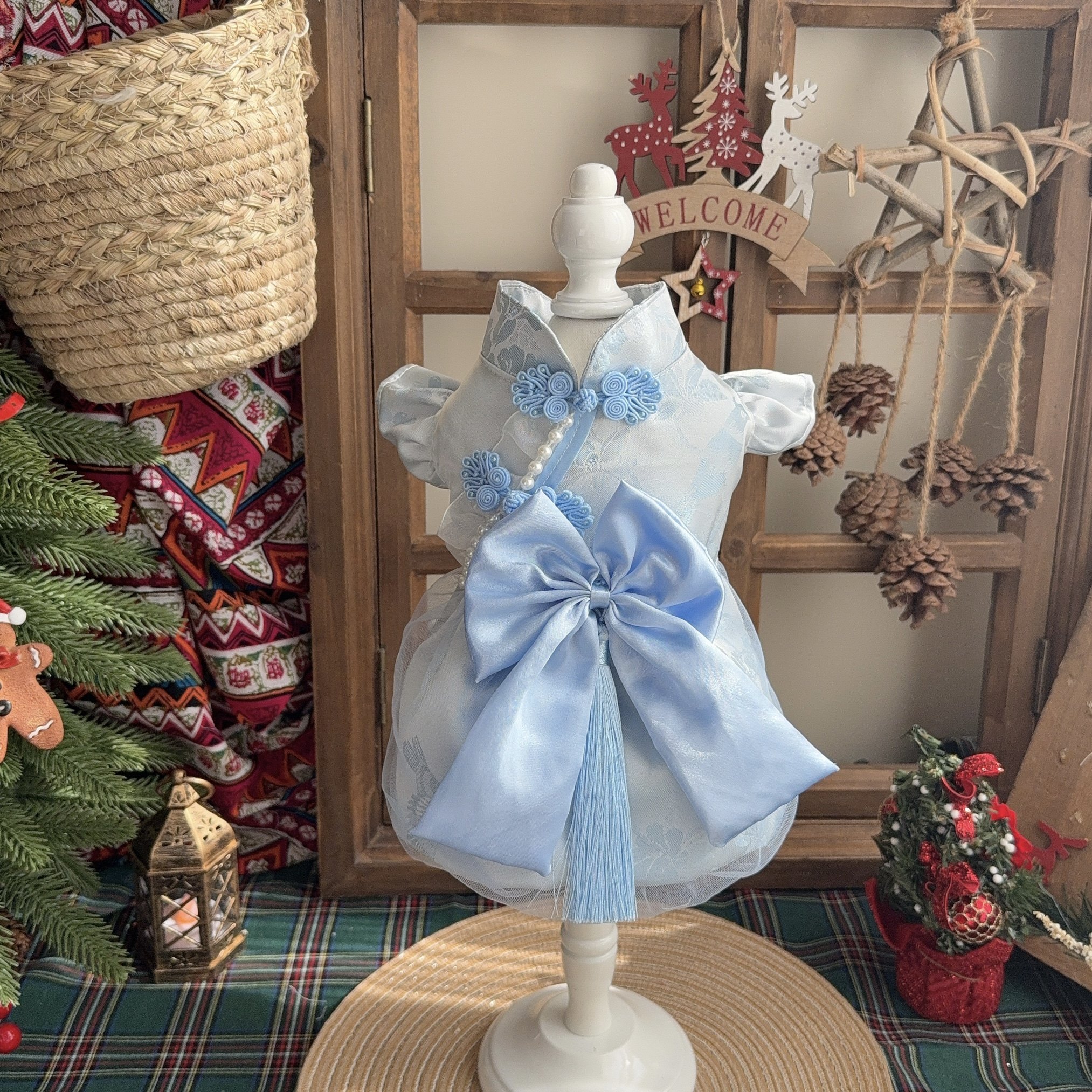 MZ原创宠物狗狗猫咪小型犬高级蓝新中式国风改良旗袍裙新年拜年服,宠物/宠物食品及用品,狗宠物服装/雨衣,淘宝优惠券,粉丝福利购,淘宝优惠卷