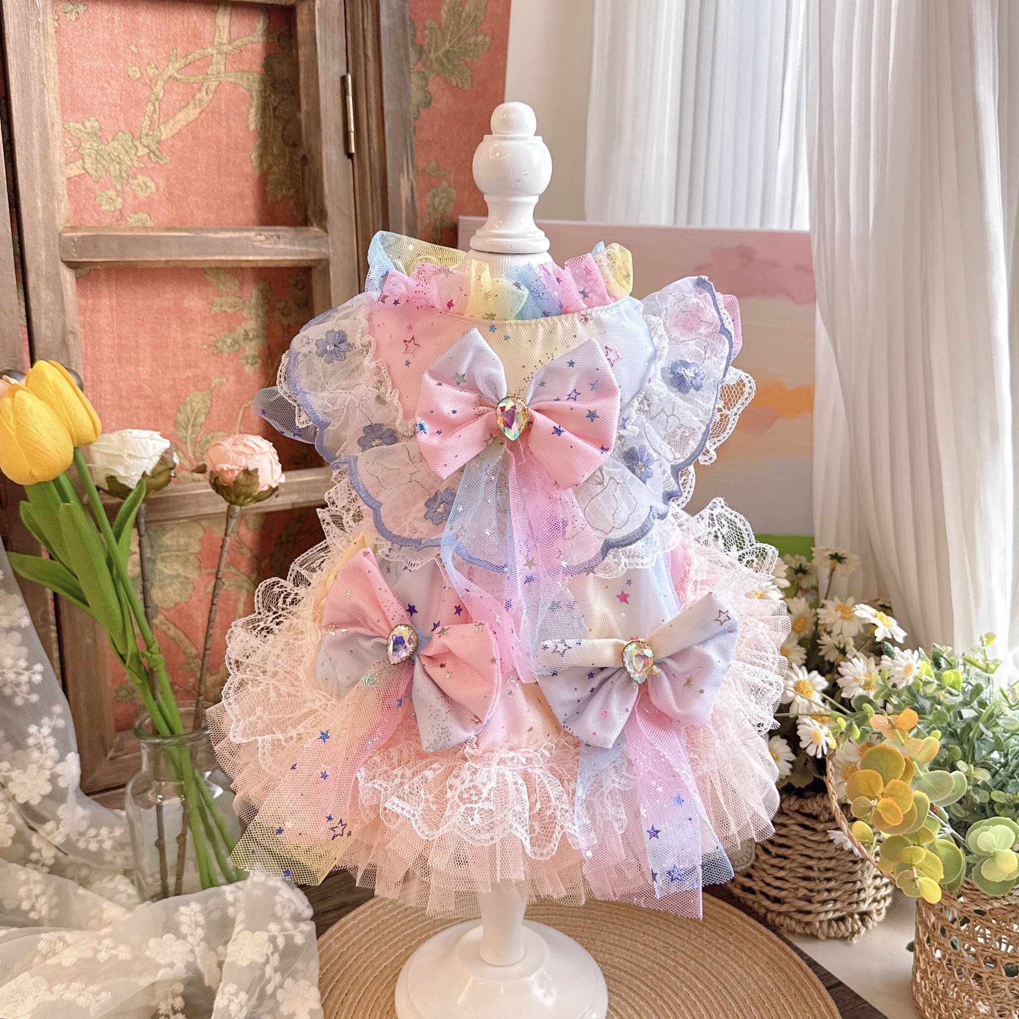 MZ原创*宠物衣服夏装薄款彩虹#^_^蛋糕裙*小型犬泰迪猫咪狗狗衣服