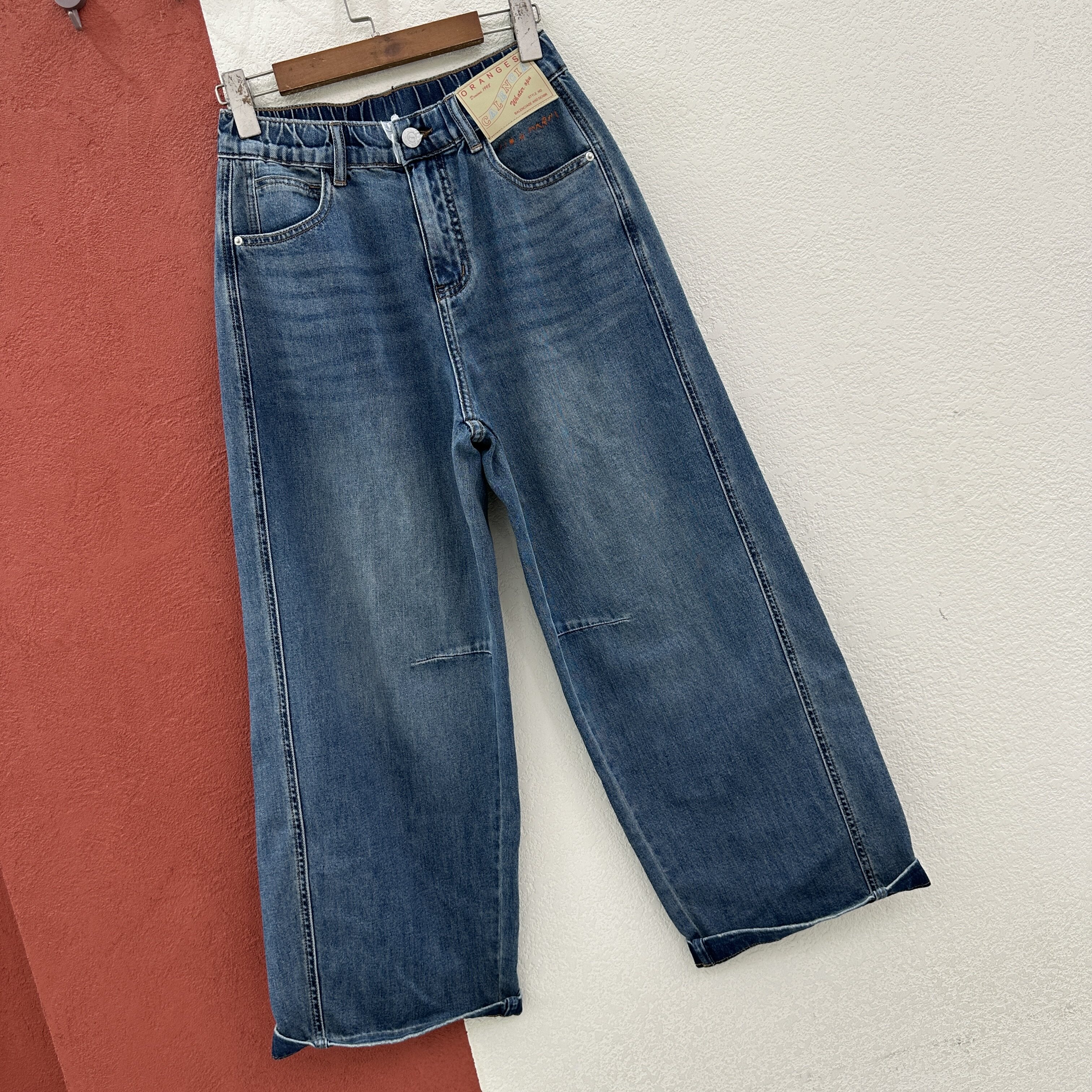2026春款欧货JEANS韩酷莱66332牛仔裤女九分直筒奶奶裤皮牌镰刀裤