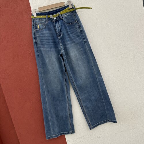 欧货JEANS韩酷莱66389牛仔裤女夏款高腰宽松窄版直筒裤九分裤薄款