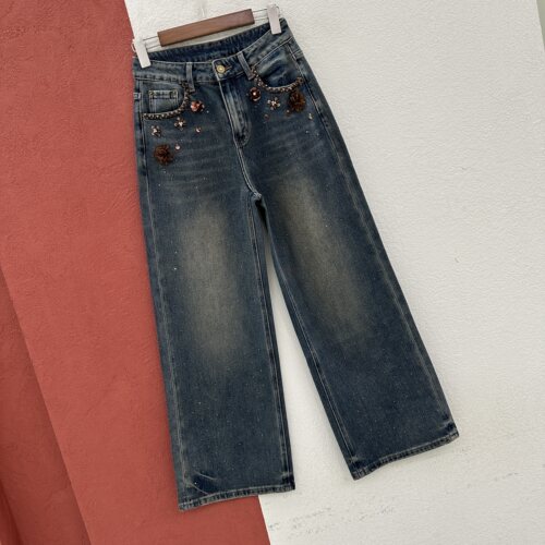 2026秋款Q FASHION JEANS酷希莱61622牛仔裤女烫钻绣花窄版阔腿裤