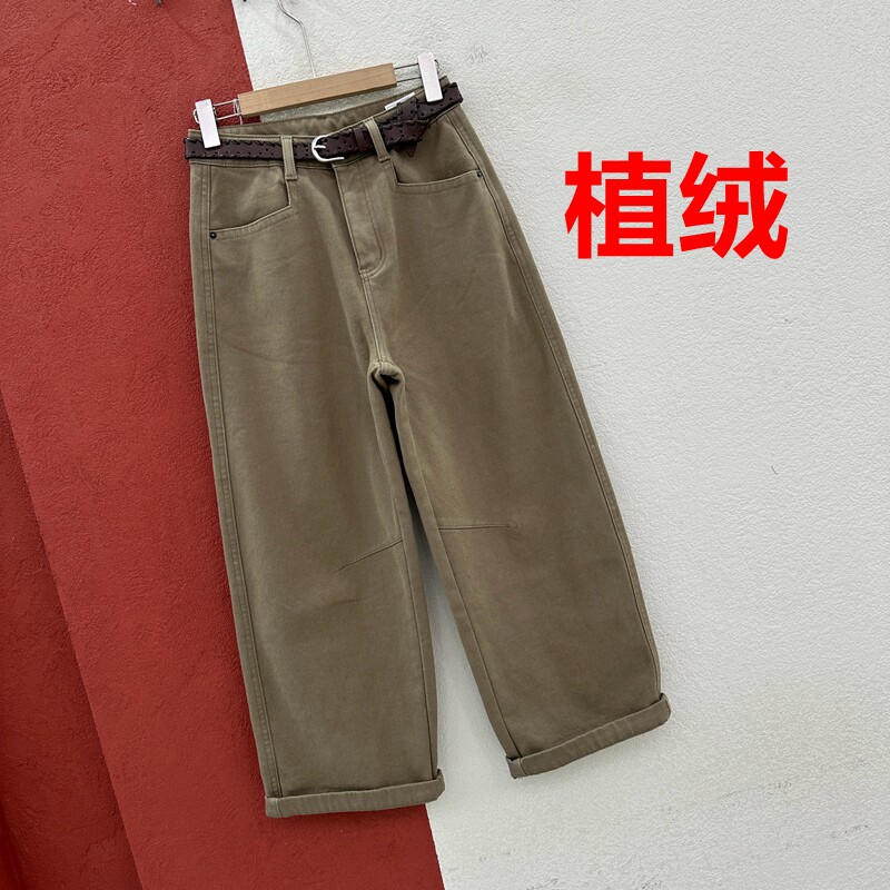 秋冬欧货正品FASHION JEANS酷希莱9793牛仔女植绒九分气球弯刀裤