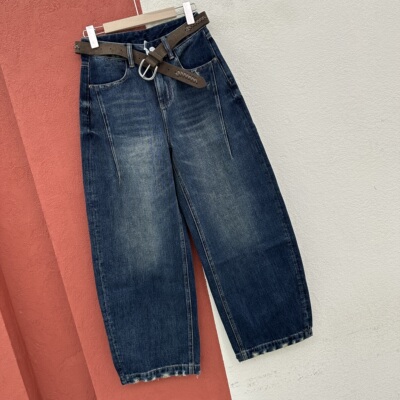 2026秋款A FASHION JEANS阿凡牛5833牛仔裤女磨破压线宽松弯刀裤