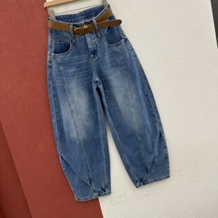 拖地弯刀裤 2026春款 女高腰萝卜裤 JEANS3581牛仔裤 欧货H FASHION