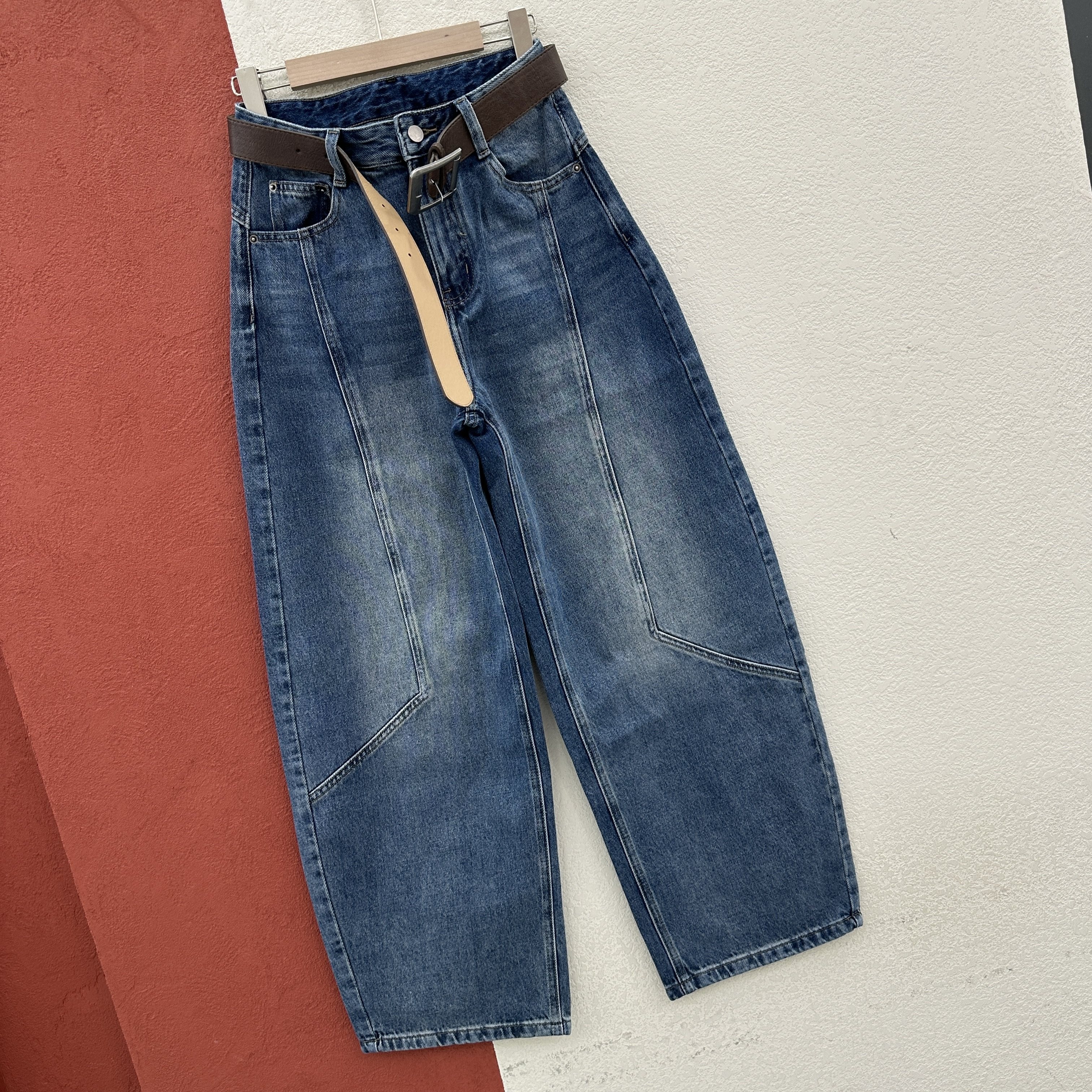 2026春款YAK JEANS阿里莎莎87521牛仔裤女高腰宽松弯刀裤压线长裤