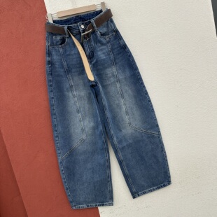 2026春款YAK JEANS阿里莎莎87521牛仔裤女高腰宽松弯刀裤压线长裤