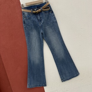 2026春款baoxiniu爆犀牛26052牛仔女高腰显瘦星空烫钻九分微喇裤