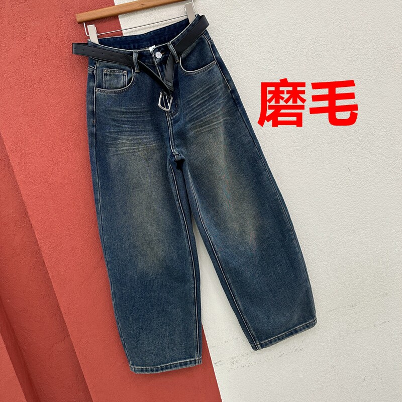 秋冬欧货FASHION JEANS韩酷莱8804牛仔女火柴人磨毛薄绒弯刀裤