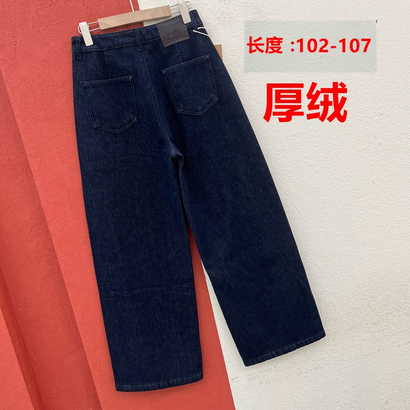 秋冬YAK JEANS阿里莎莎87135牛仔裤女普洗色复合厚绒直筒镰刀裤