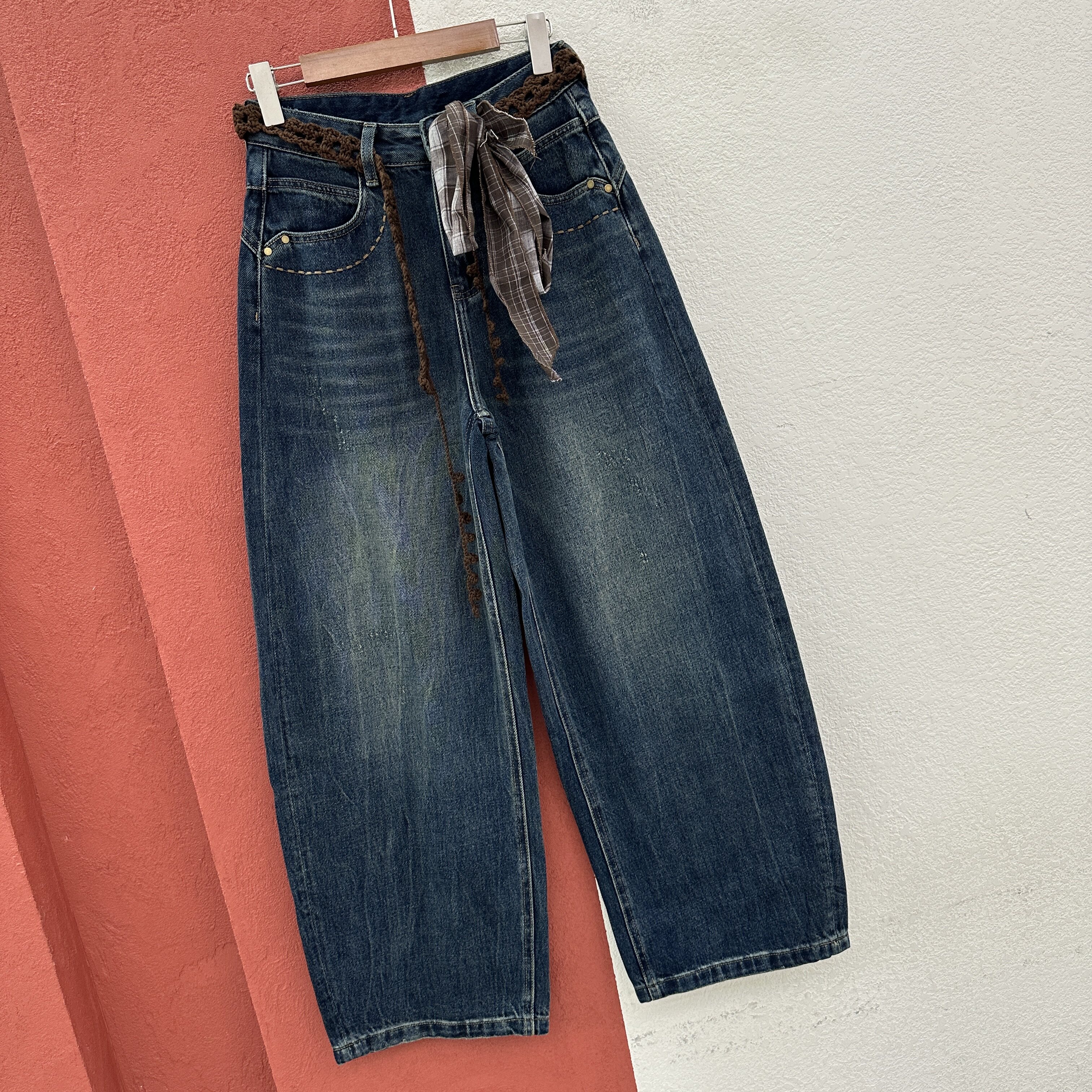 2026秋款Q FASHION JEANS酷希莱61577牛仔裤女高腰丝带弯刀拖地裤