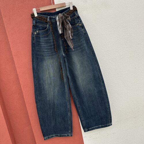 2026秋款Q FASHION JEANS酷希莱61577牛仔裤女高腰丝带弯刀拖地裤