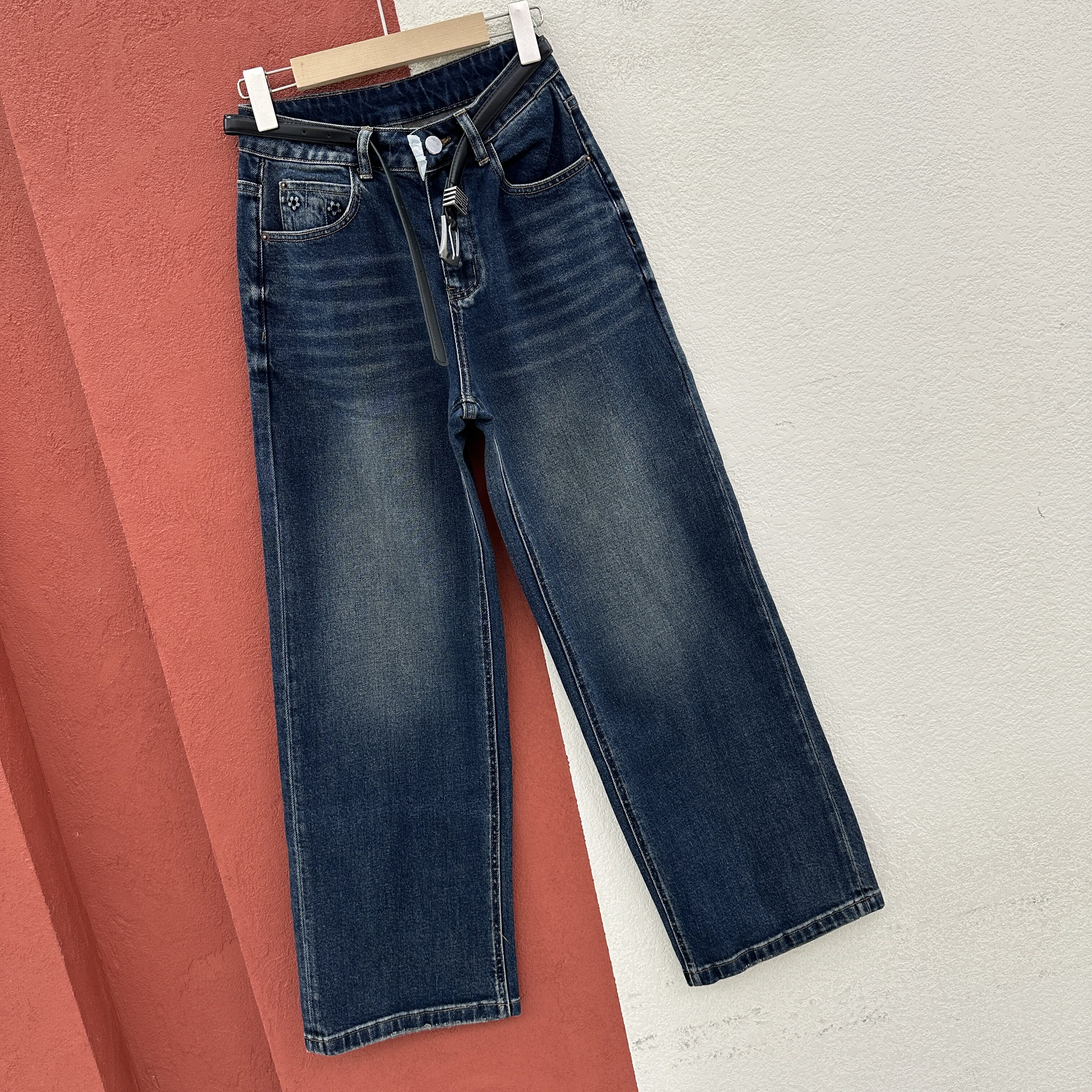 2026秋款N FASHION JEANS韩酷莱5551牛仔裤女高腰印花皮标直筒裤