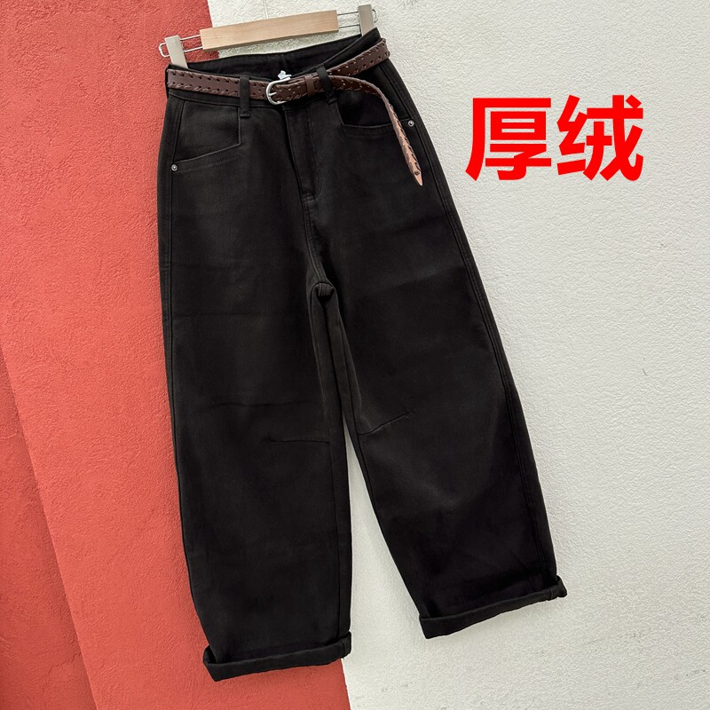 秋冬欧货正品FASHION JEANS韩酷莱8507牛仔裤女厚绒九分哈伦裤子