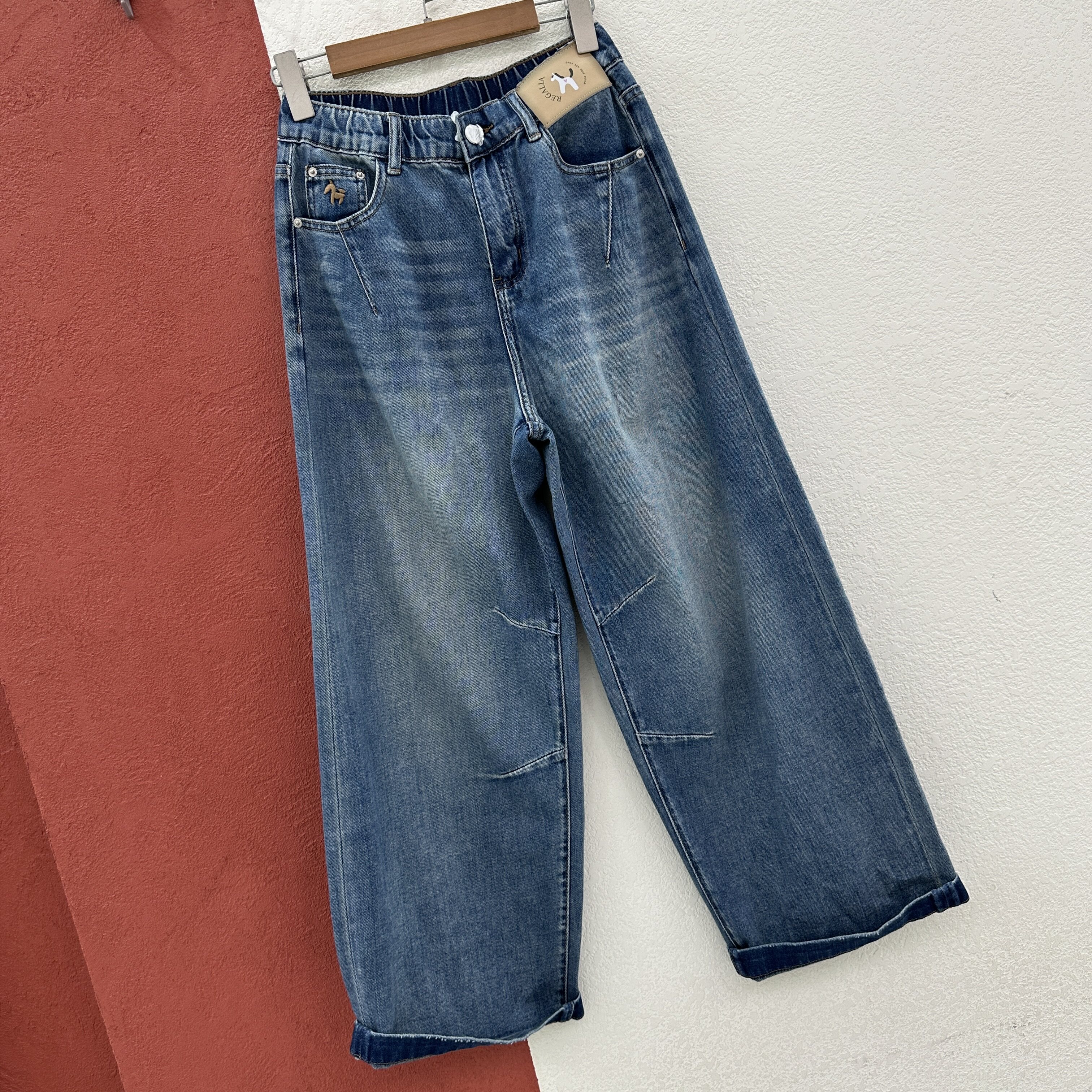 2026春款欧货JEANS韩酷莱66278牛仔裤女小马皮牌九分直筒奶奶裤