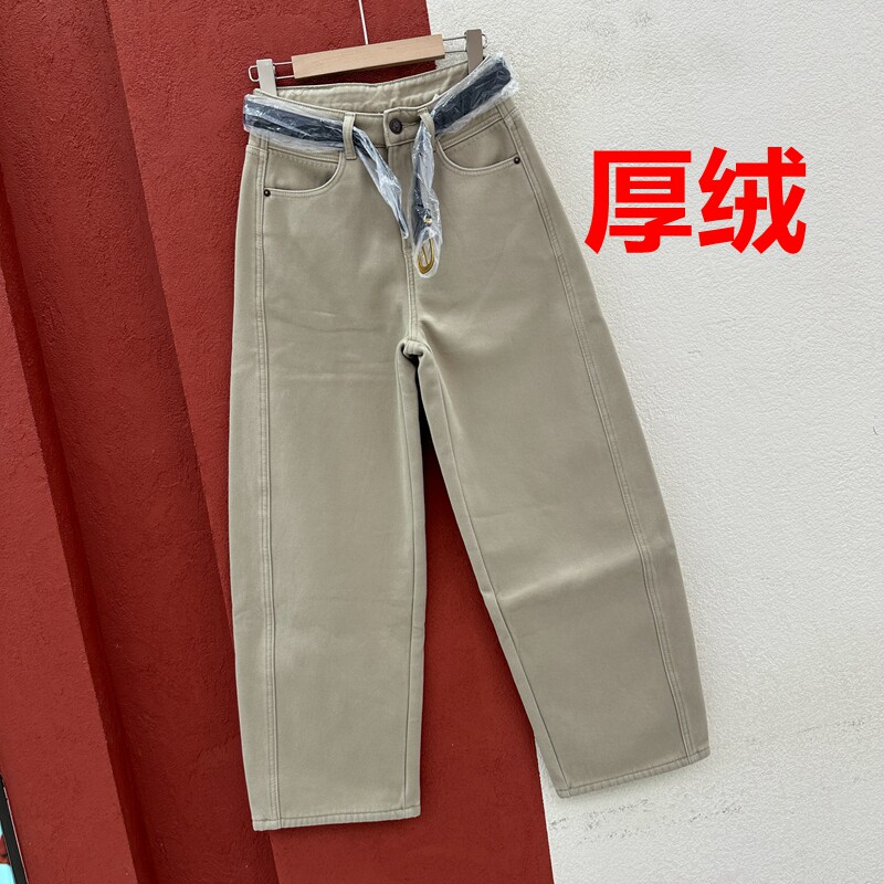 冬季Q FASHION JEANS酷希莱 芭度玄风61699牛仔女厚绒窄版弯刀裤
