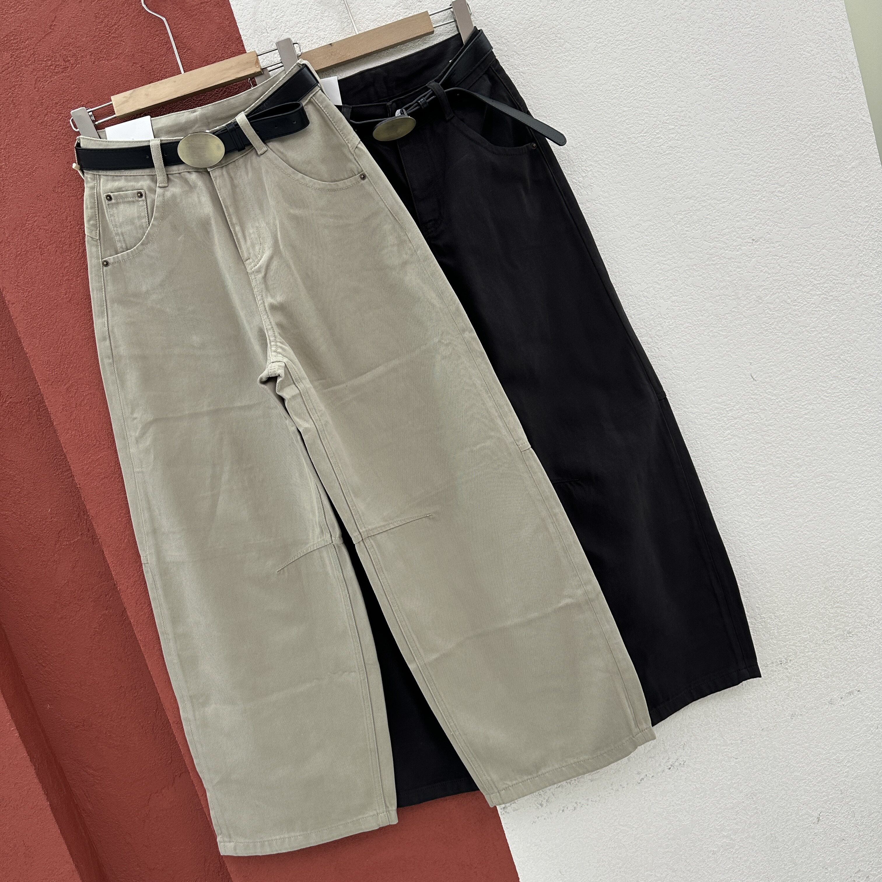 2026秋款CC JEANS牛仔裤女2652压线翻盖口袋弯刀裤香蕉裤拖地裤