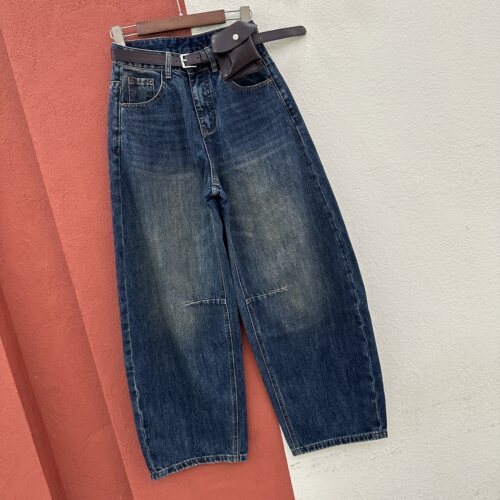 2026秋款JEANS欧货58672牛仔裤女高腰弹力压线弯刀裤拖地裤长裤