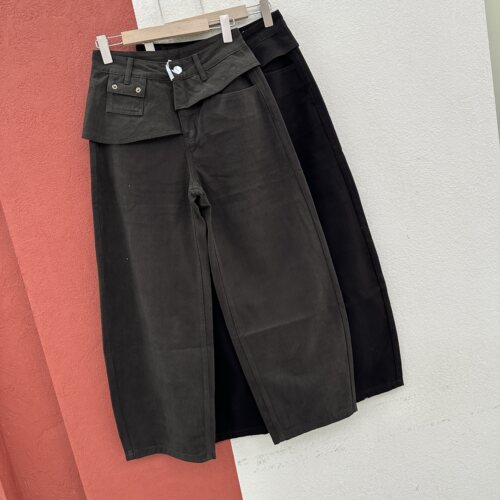 2026秋款FASHION JEANS韩酷莱5605牛仔裤女高腰假两件屁帘弯刀裤